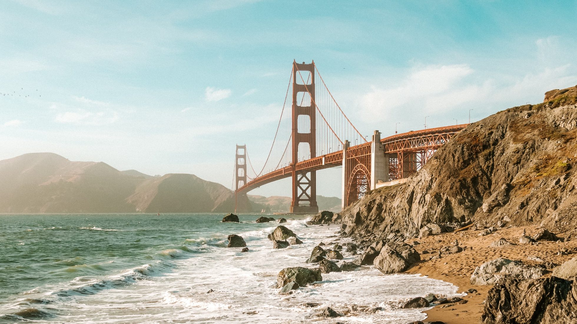 View of the San Francisco Bridge from the beach